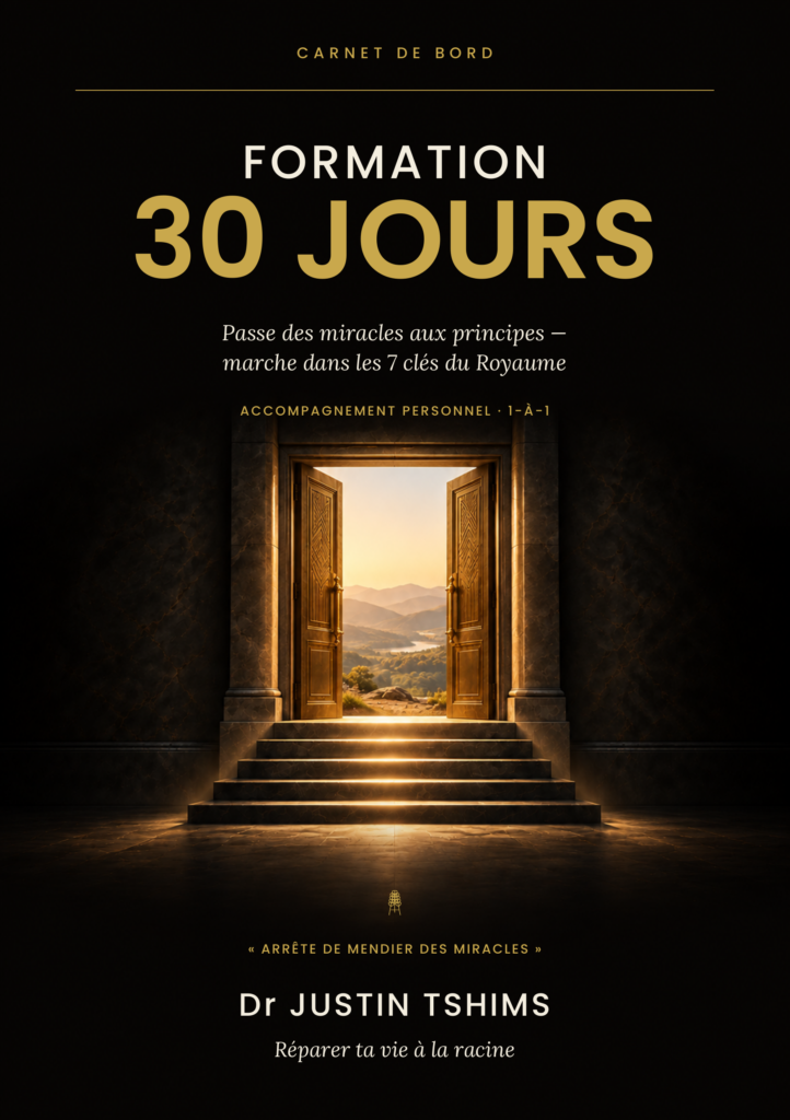 Couverture du carnet de formation 30 jours avec accompagnement personnel 1-à-1, par Dr Justin Tshims
